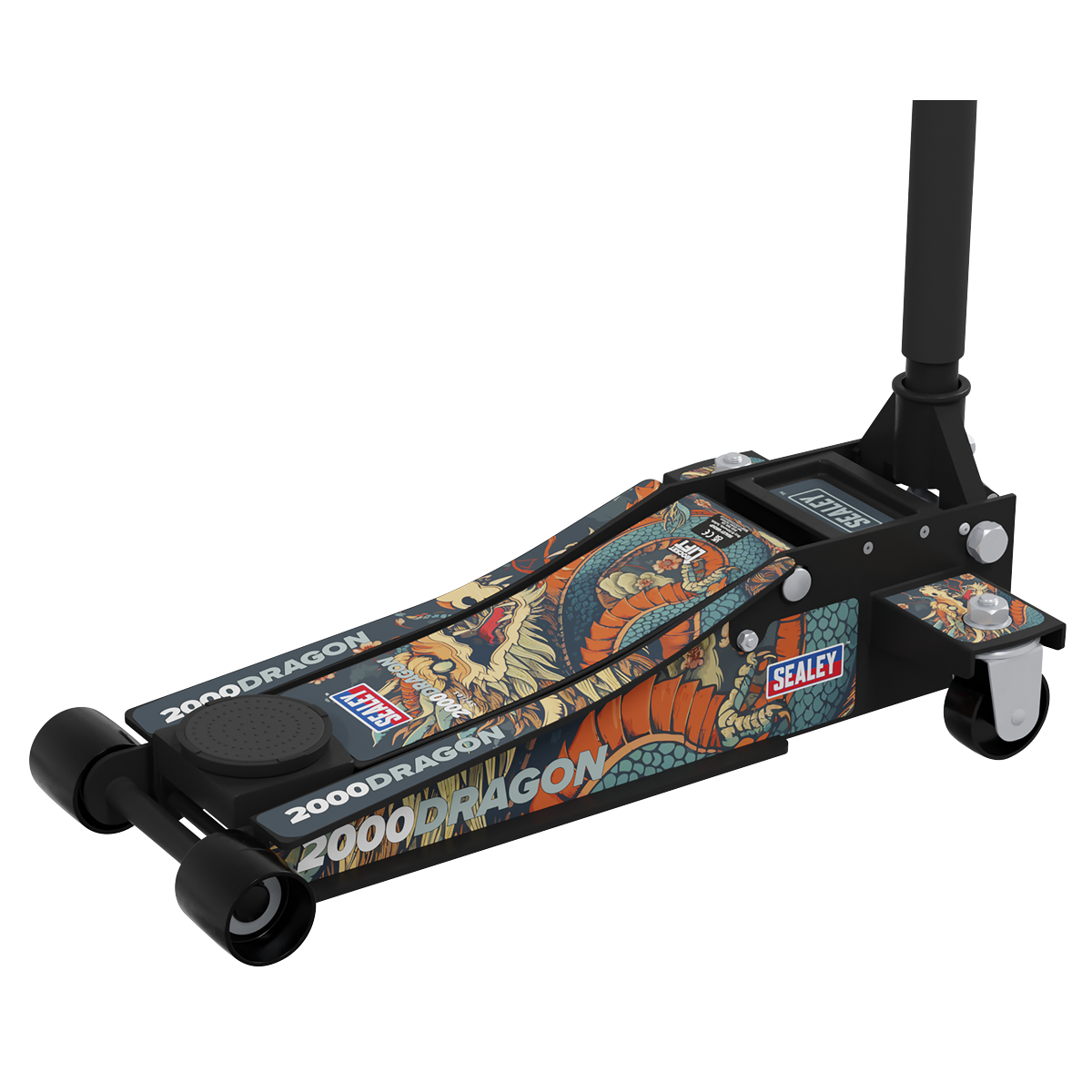 Sealey 2000CB Low Profile Custom Design Trolley Jack with Rocket Lift 2 Tonne - Black