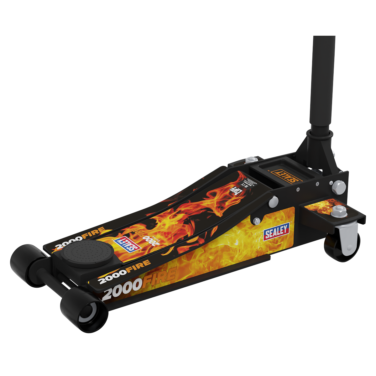 Sealey 2000CB Low Profile Custom Design Trolley Jack with Rocket Lift 2 Tonne - Black