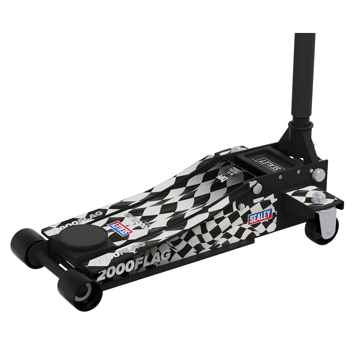Sealey 2000CB Low Profile Custom Design Trolley Jack with Rocket Lift 2 Tonne - Black