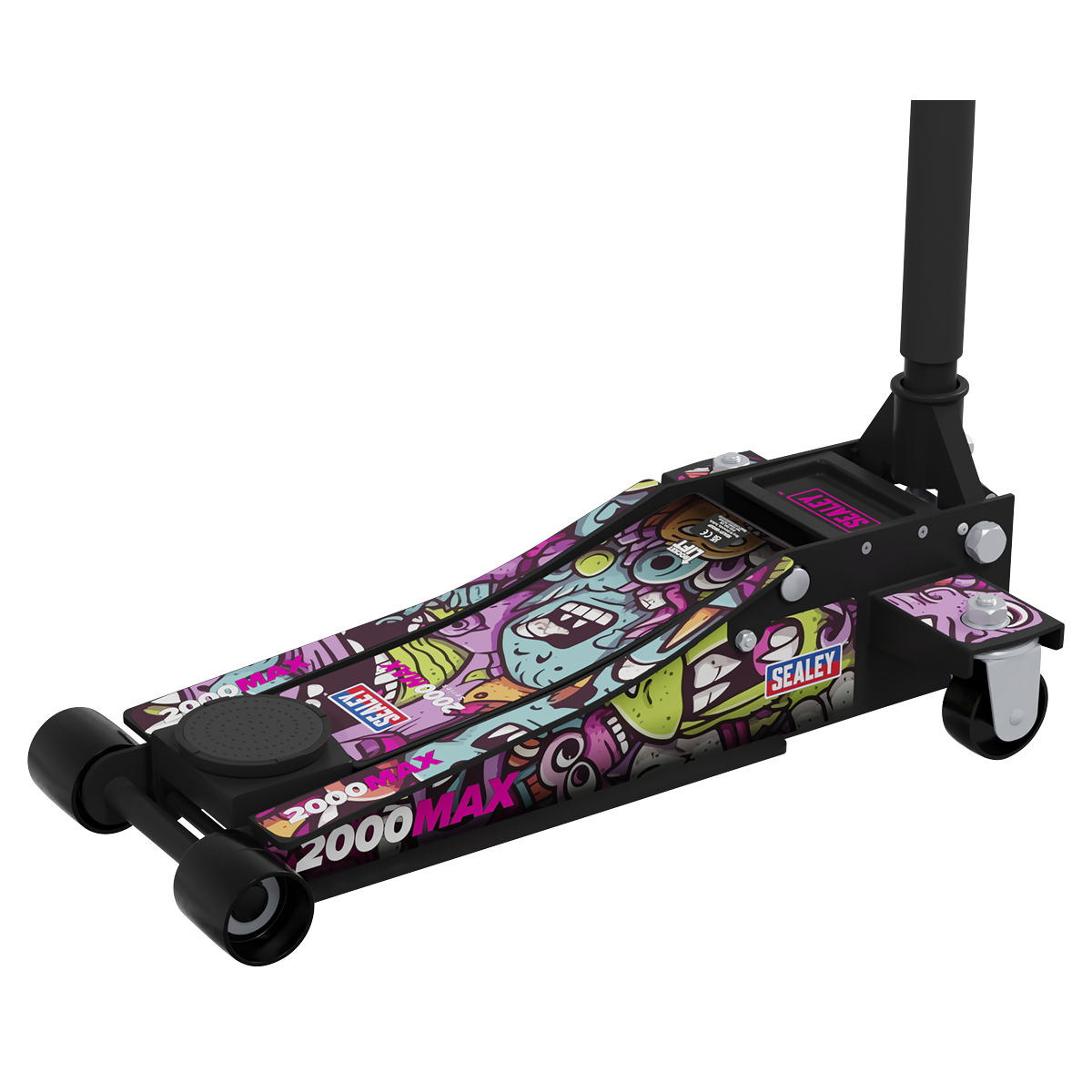 Sealey 2000CB Low Profile Custom Design Trolley Jack with Rocket Lift 2 Tonne - Black
