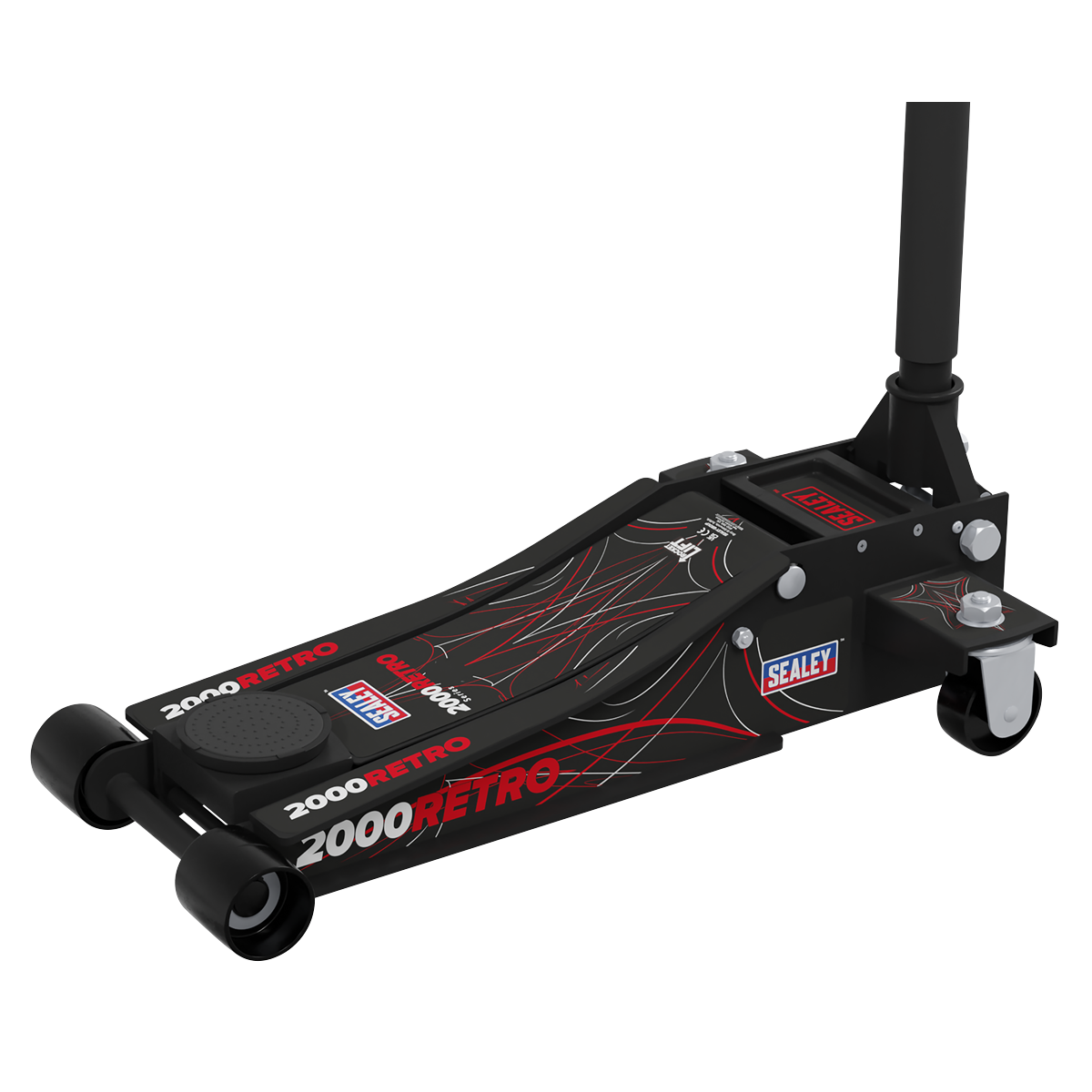 Sealey 2000CB Low Profile Custom Design Trolley Jack with Rocket Lift 2 Tonne - Black