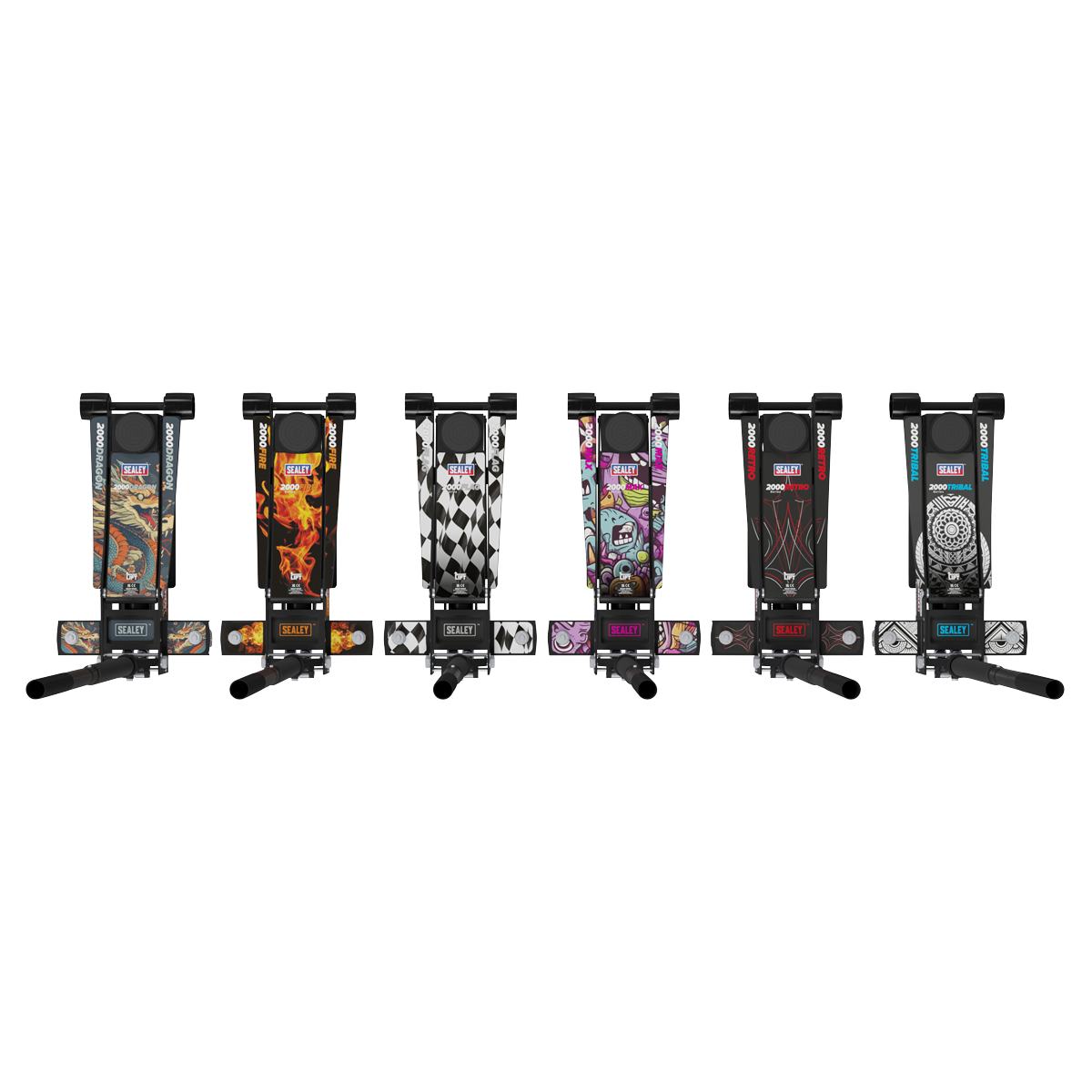 Sealey 2000CB Low Profile Custom Design Trolley Jack with Rocket Lift 2 Tonne - Black