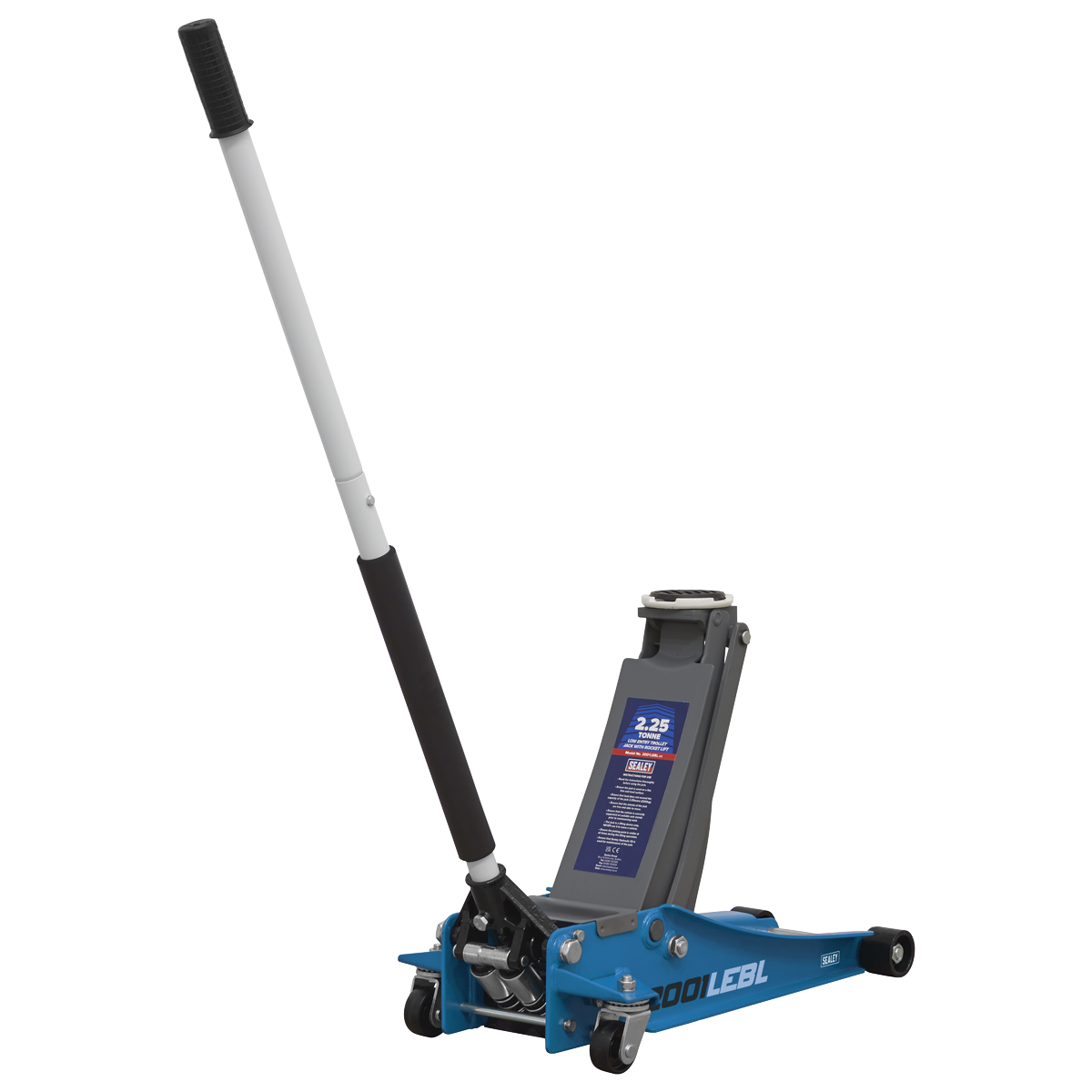 Sealey 2001LEBL Low Profile Trolley Jack with Rocket Lift 2.25 Tonne - Blue