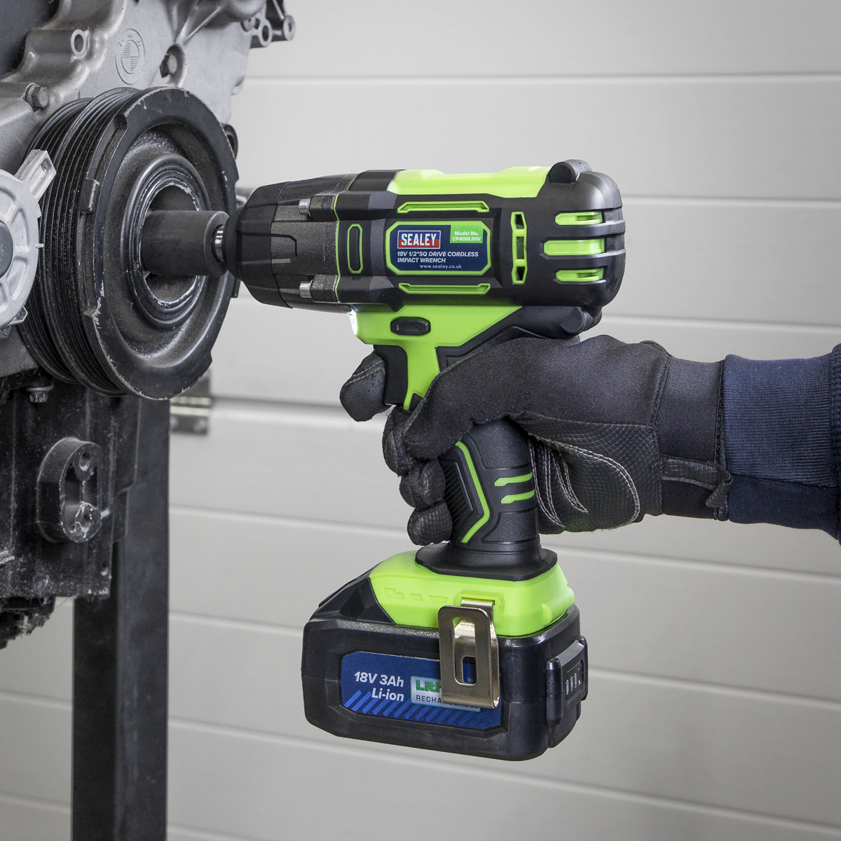 Sealey 2001LEHVCOMBO Trolley Jack & Cordless Impact Wrench Combo - Green