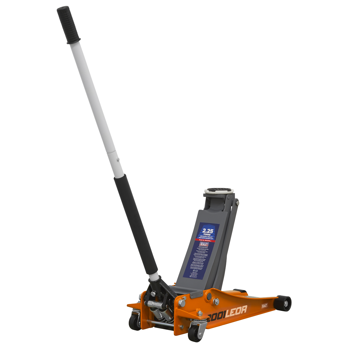 Sealey 2001LEOR Low Profile Trolley Jack with Rocket Lift 2.25 Tonne - Orange
