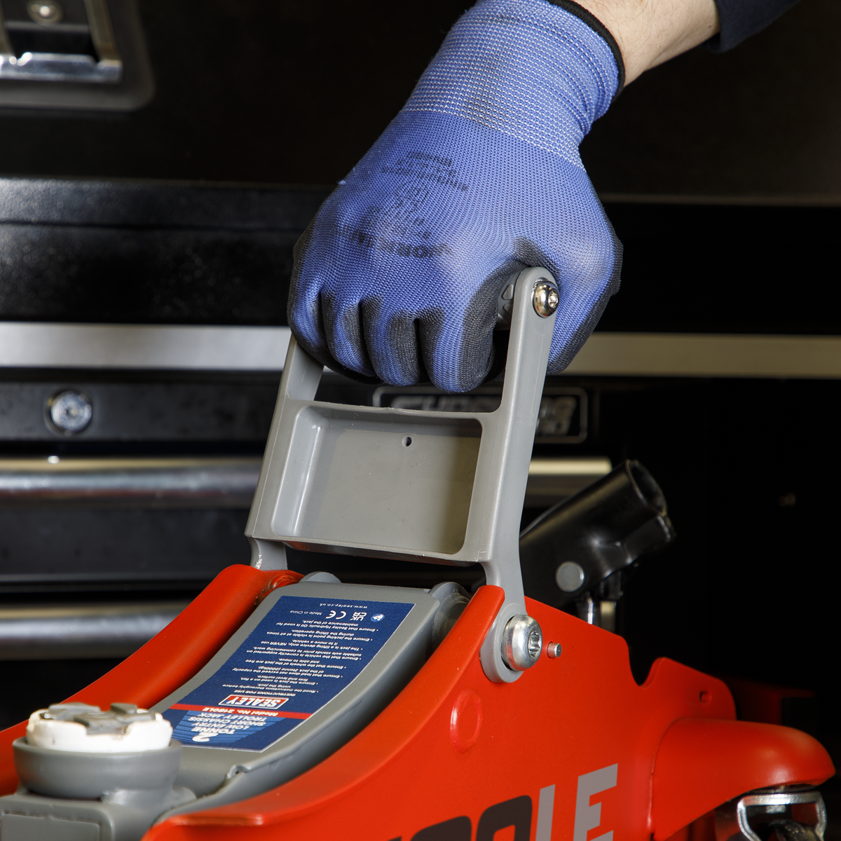 Sealey 2180LE 180° Handle Low Profile Short Chassis Trolley Jack 2 Tonne - Red
