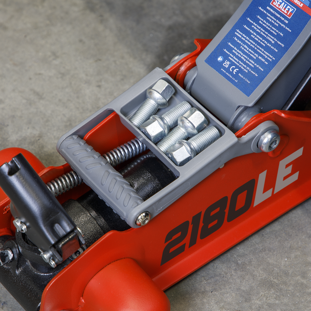 Sealey 2180LE 180° Handle Low Profile Short Chassis Trolley Jack 2 Tonne - Red