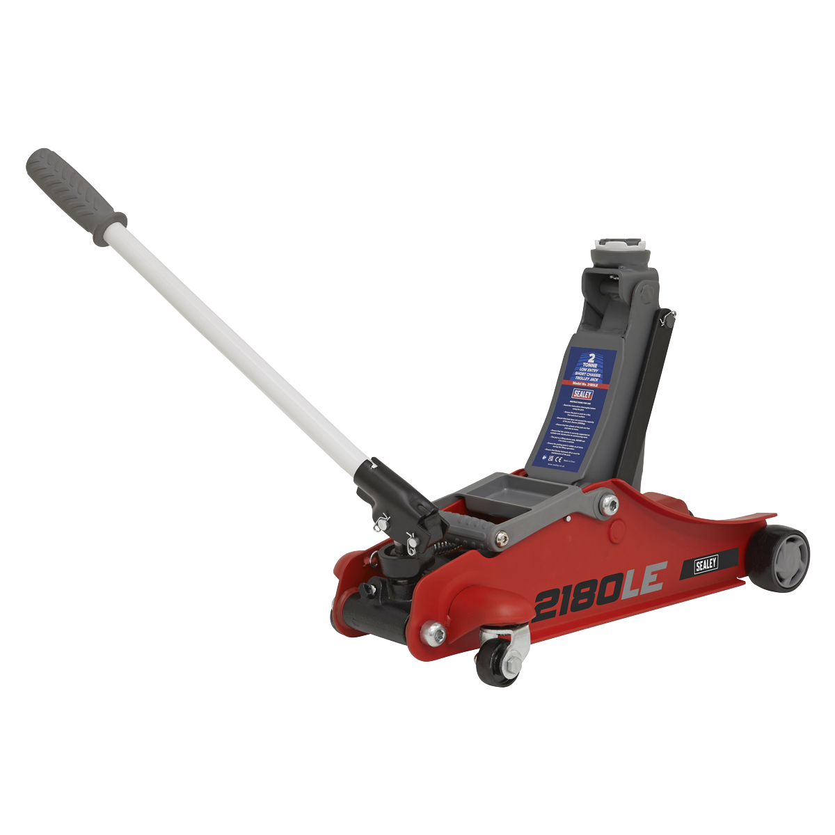 Sealey 2180LE 180° Handle Low Profile Short Chassis Trolley Jack 2 Tonne - Red