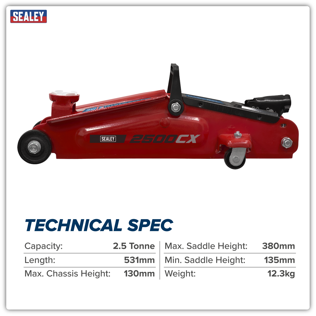 Sealey 2500CX Heavy-Duty Trolley Jack 2.5 Tonne