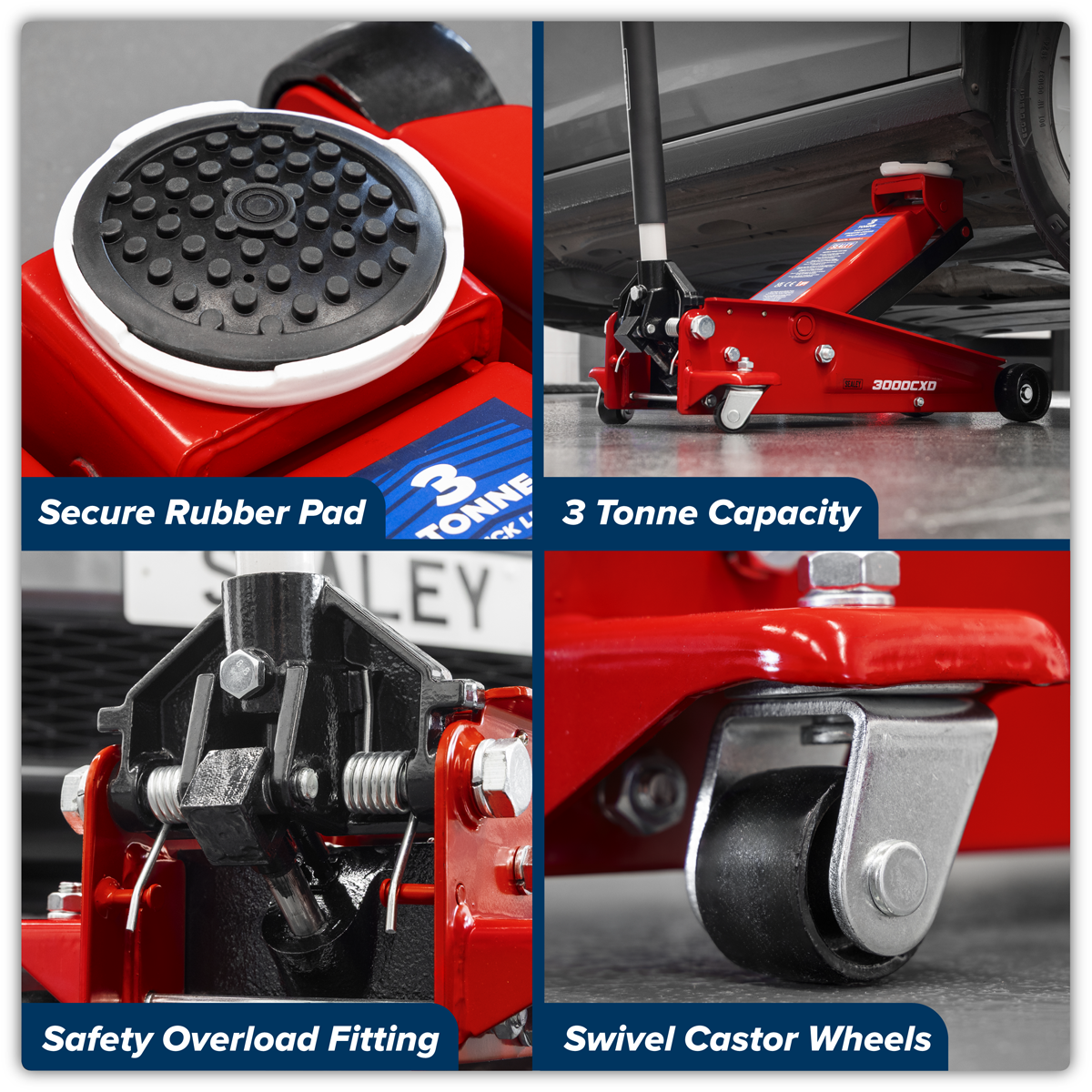 Sealey 3000CXD Quick Lift Standard Chassis Trolley Jack 3 Tonne