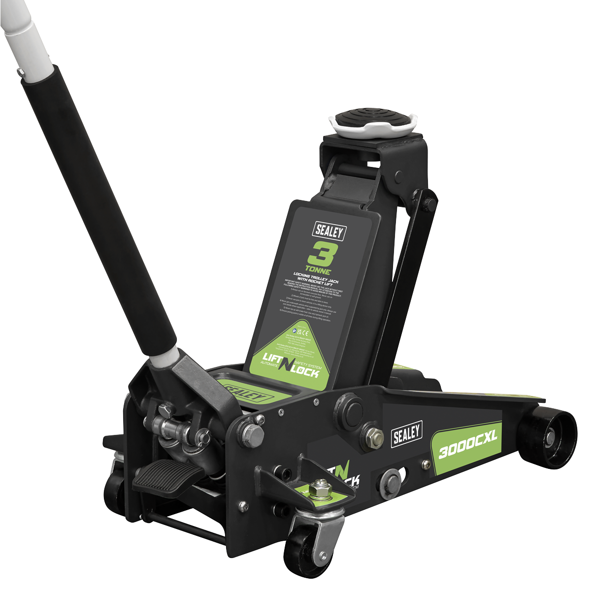 Sealey 3000CXL Locking Trolley Jack with Rocket Lift 3 Tonne
