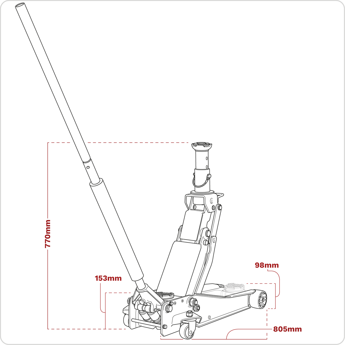 Sealey 3200LEHL Low Profile 2 Tonne High Lift 3 Tonne Trolley Jack with Rocket Lift