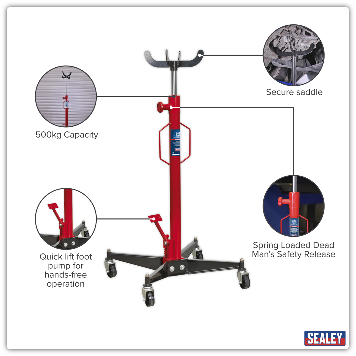 Sealey 500ETJ Vertical Transmission Jack 500kg