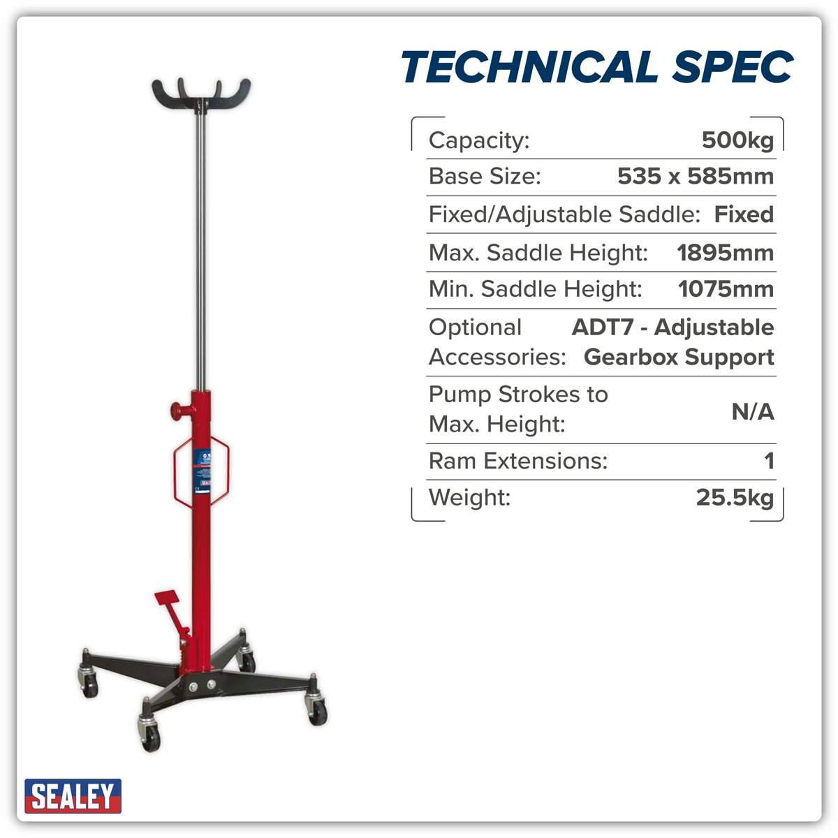 Sealey 500ETJ Vertical Transmission Jack 500kg