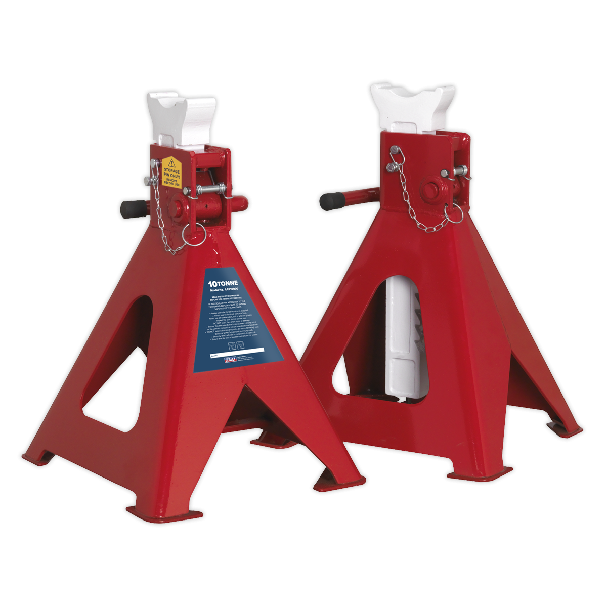 Sealey AAS10000 Auto Rise Ratchet Axle Stands (Pair) 10 Tonne Capacity per Stand