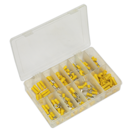 Sealey AB041YT Crimp Terminal Assortment 140pc - Yellow