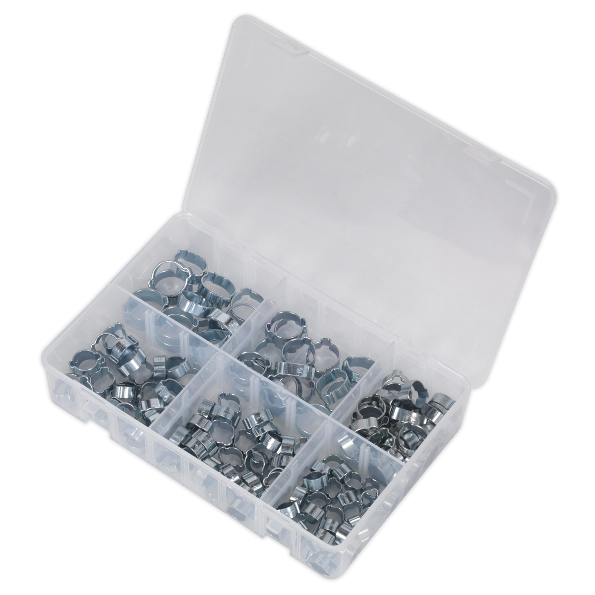 Sealey AB044DE Zinc Plated O-Clip Double Ear Assortment 140pc