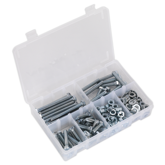 Sealey AB051SNW High Tensile Setscrew, Nut & Washer Assortment M8 220pc