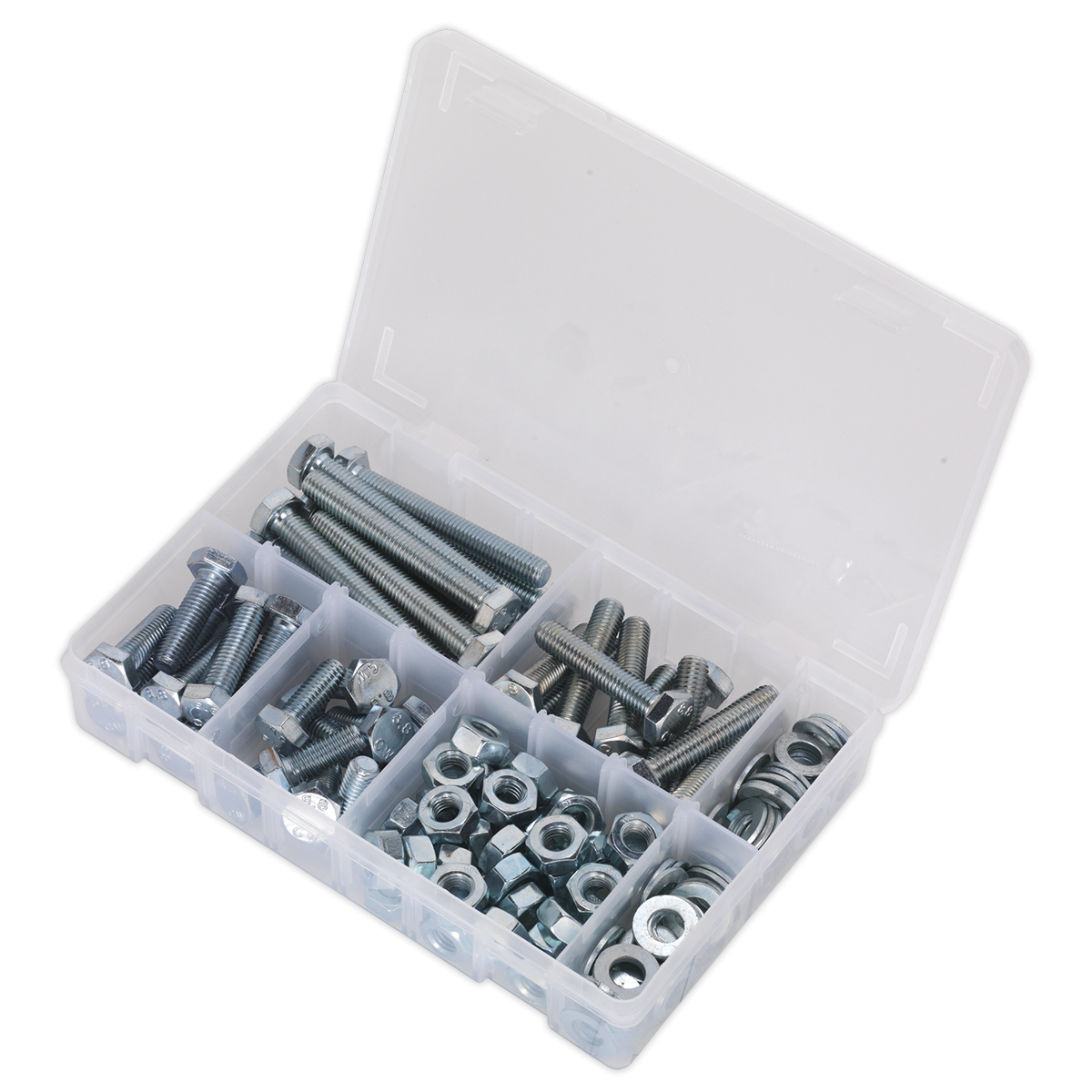 Sealey AB052SNW High Tensile Setscrew, Nut & Washer Assortment M10 150pc