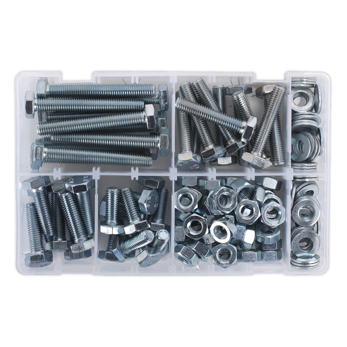 Sealey AB052SNW High Tensile Setscrew, Nut & Washer Assortment M10 150pc