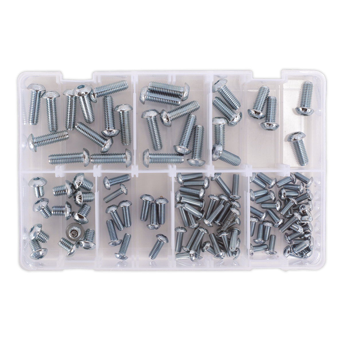 Sealey AB053BH Button Head High Tensile 10.9 Socket Screw Assortment M5-M10 108pc - DIN 912