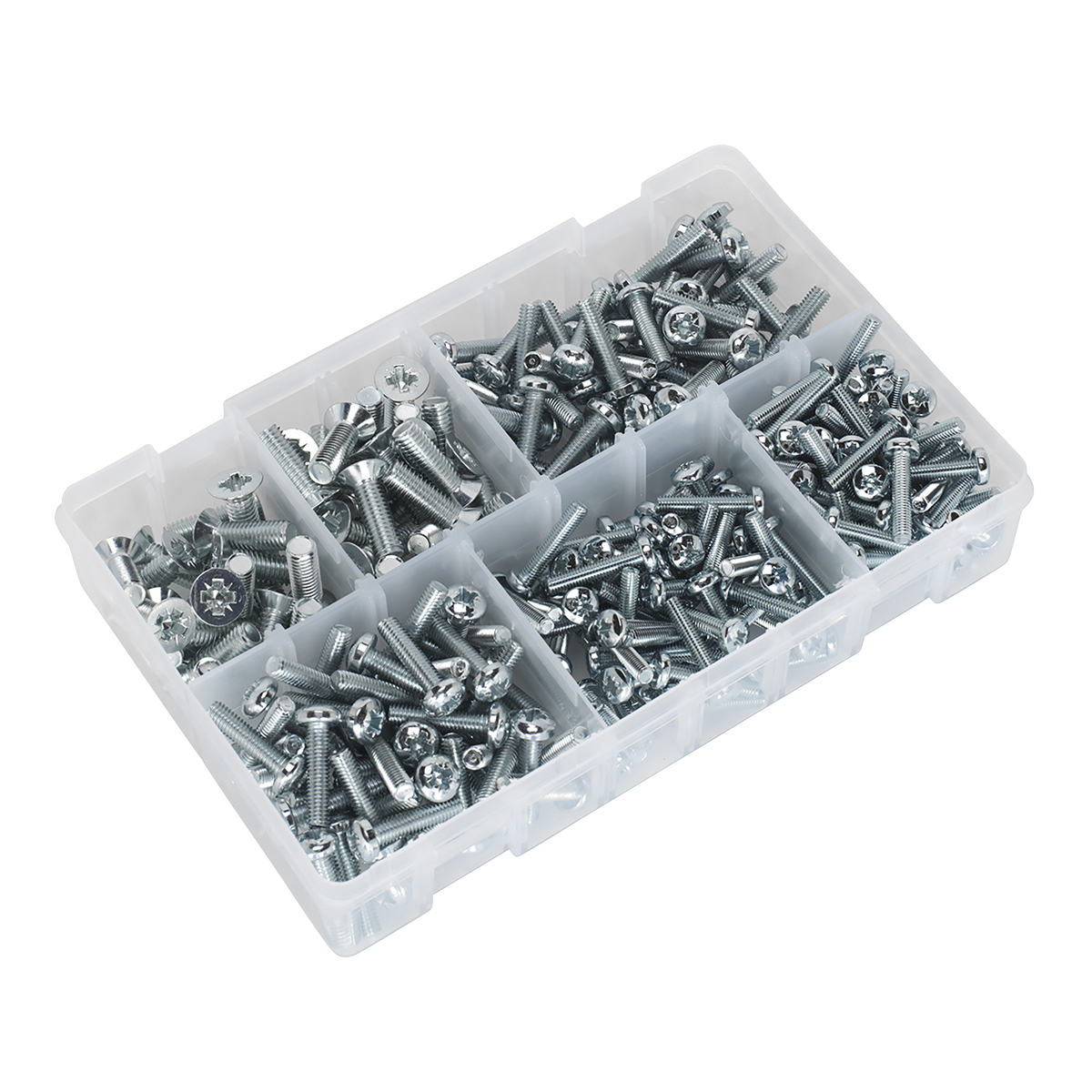 Sealey AB054MS Countersunk & Pan Head Pozi Machine Screw Assortment M5-M8 264pc