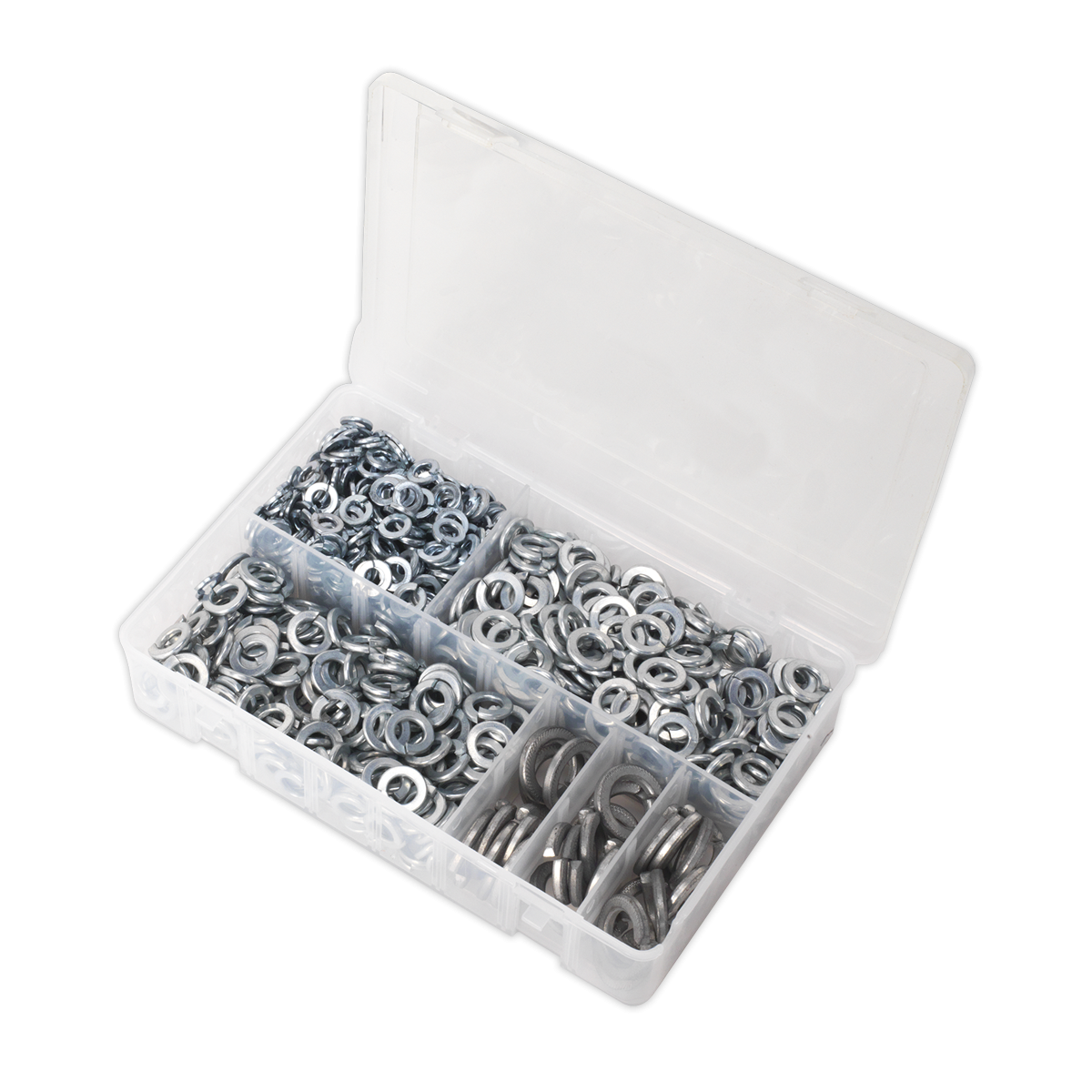 Sealey AB058SW Zinc Plated Spring Washer Assortment M6-M16 1010pc - DIN 127B