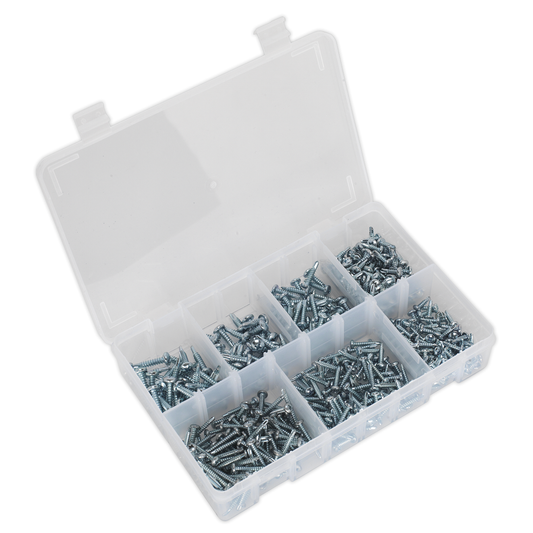 Sealey AB060SDS Zinc Plated Self-Drilling Pan Head Phillips Screw Assortment 500pc