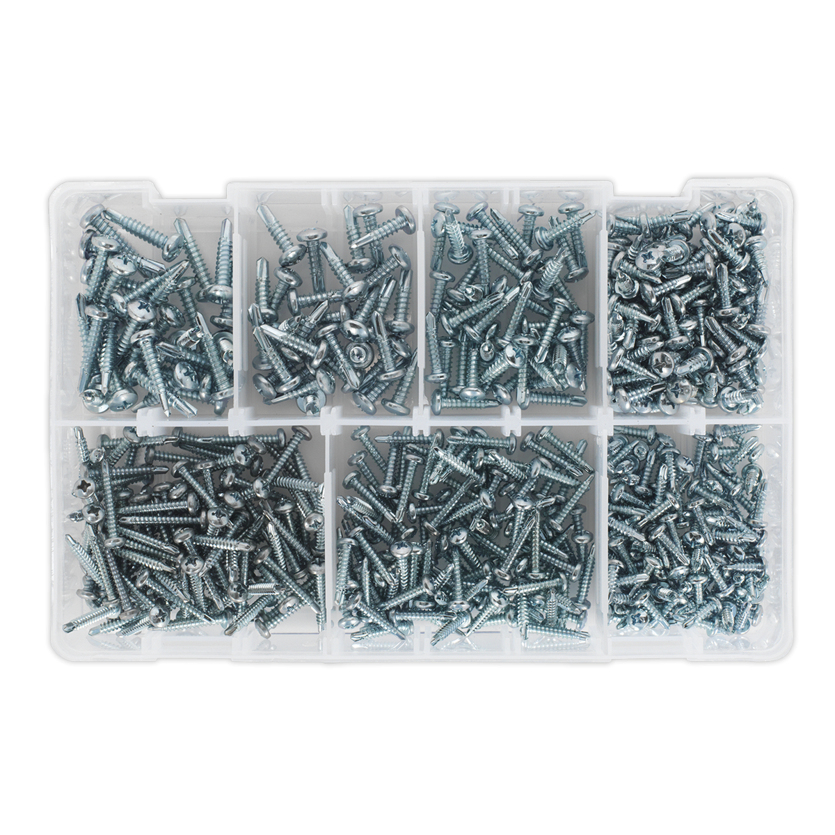 Sealey AB060SDS Zinc Plated Self-Drilling Pan Head Phillips Screw Assortment 500pc