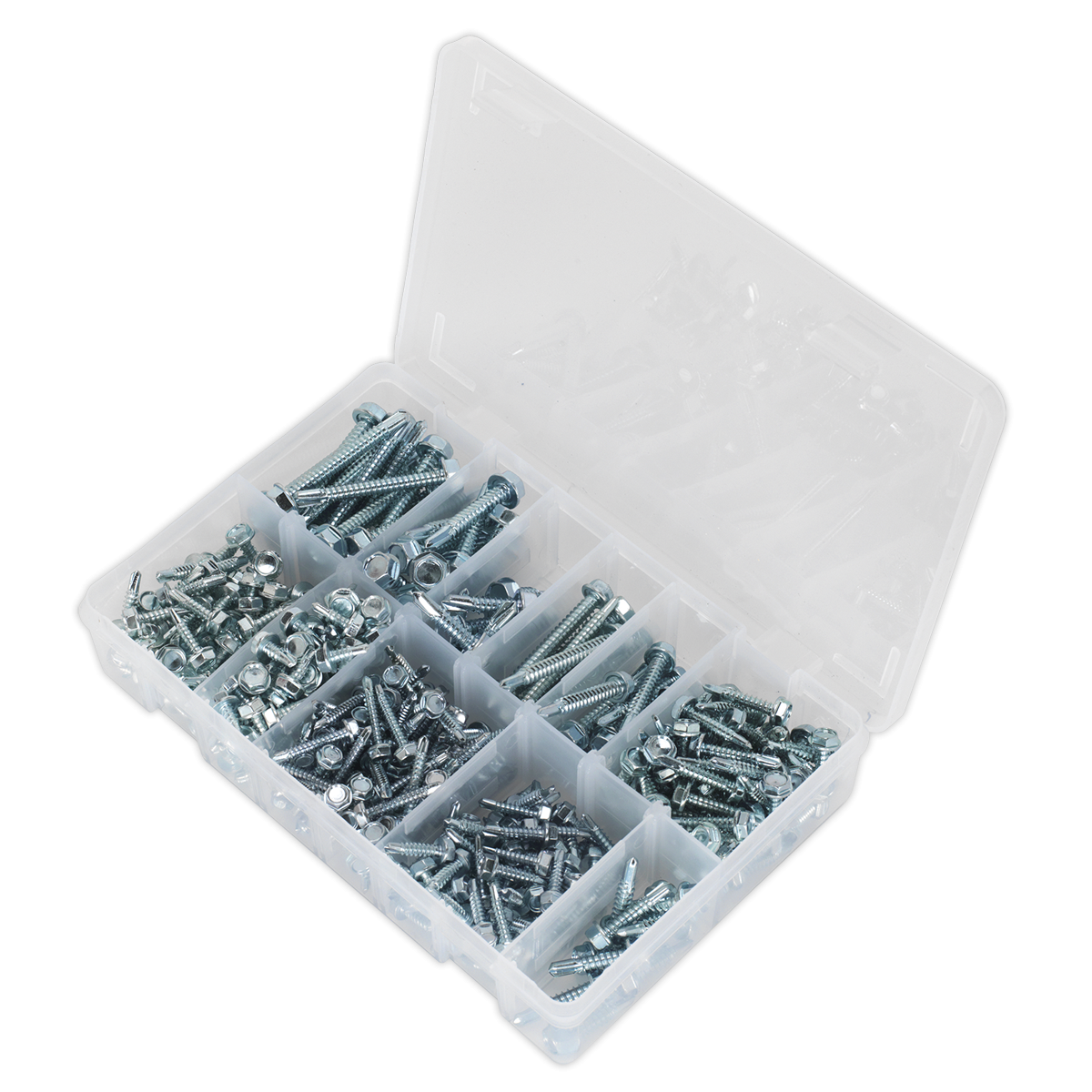 Sealey AB061SDH Zinc Plated Self-Drilling Screw Assortment Hex Head 410pc