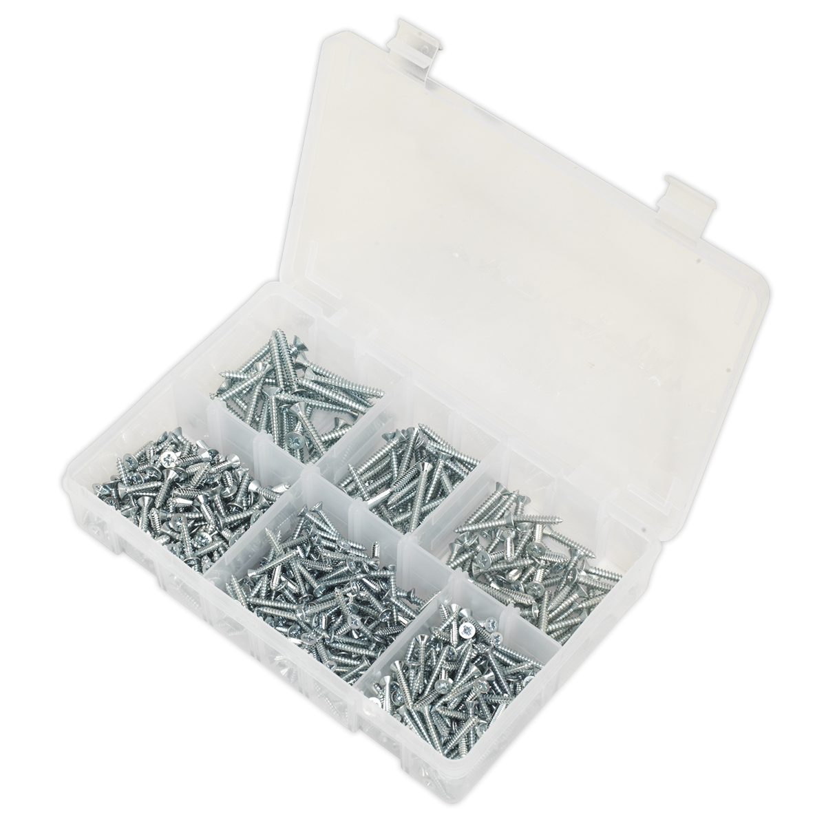 Sealey AB062STCS Zinc Plated Self-Tapping Countersunk Pozi Screw Assortment 510pc - DIN 7982