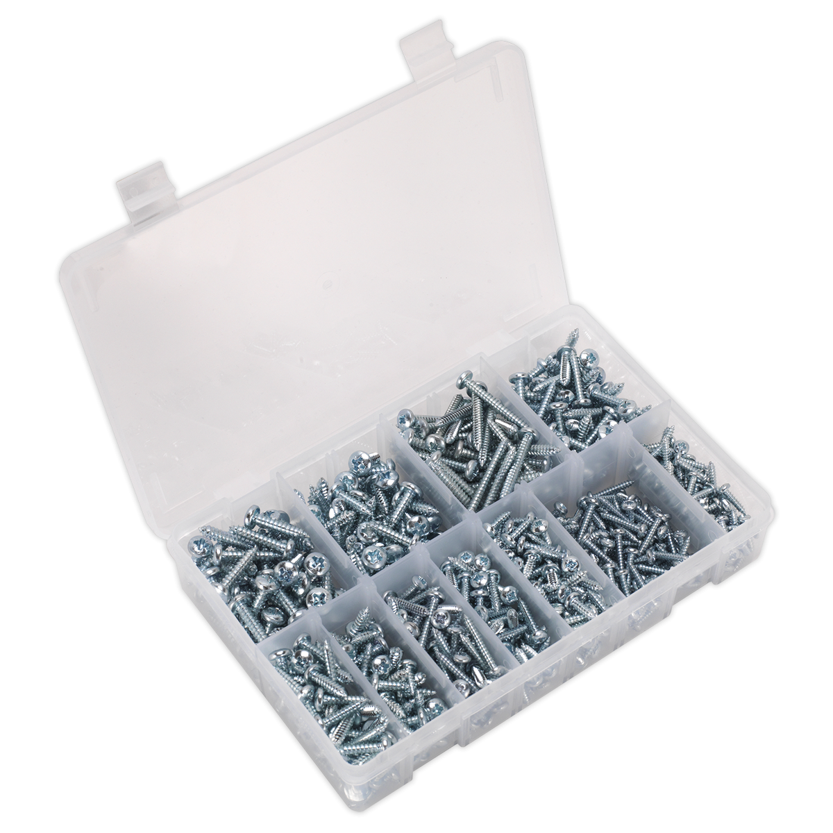 Sealey AB063STPH Zinc Plated Self-Tapping Pan Head Pozi Screw Assortment 700pc - DIN 7981CZ