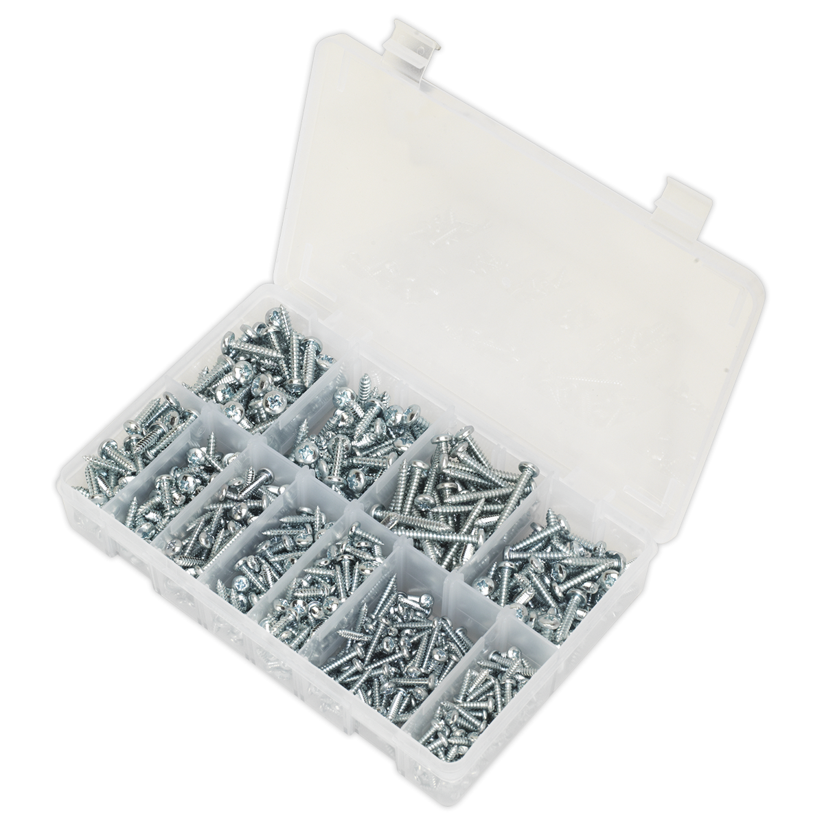 Sealey AB063STPH Zinc Plated Self-Tapping Pan Head Pozi Screw Assortment 700pc - DIN 7981CZ