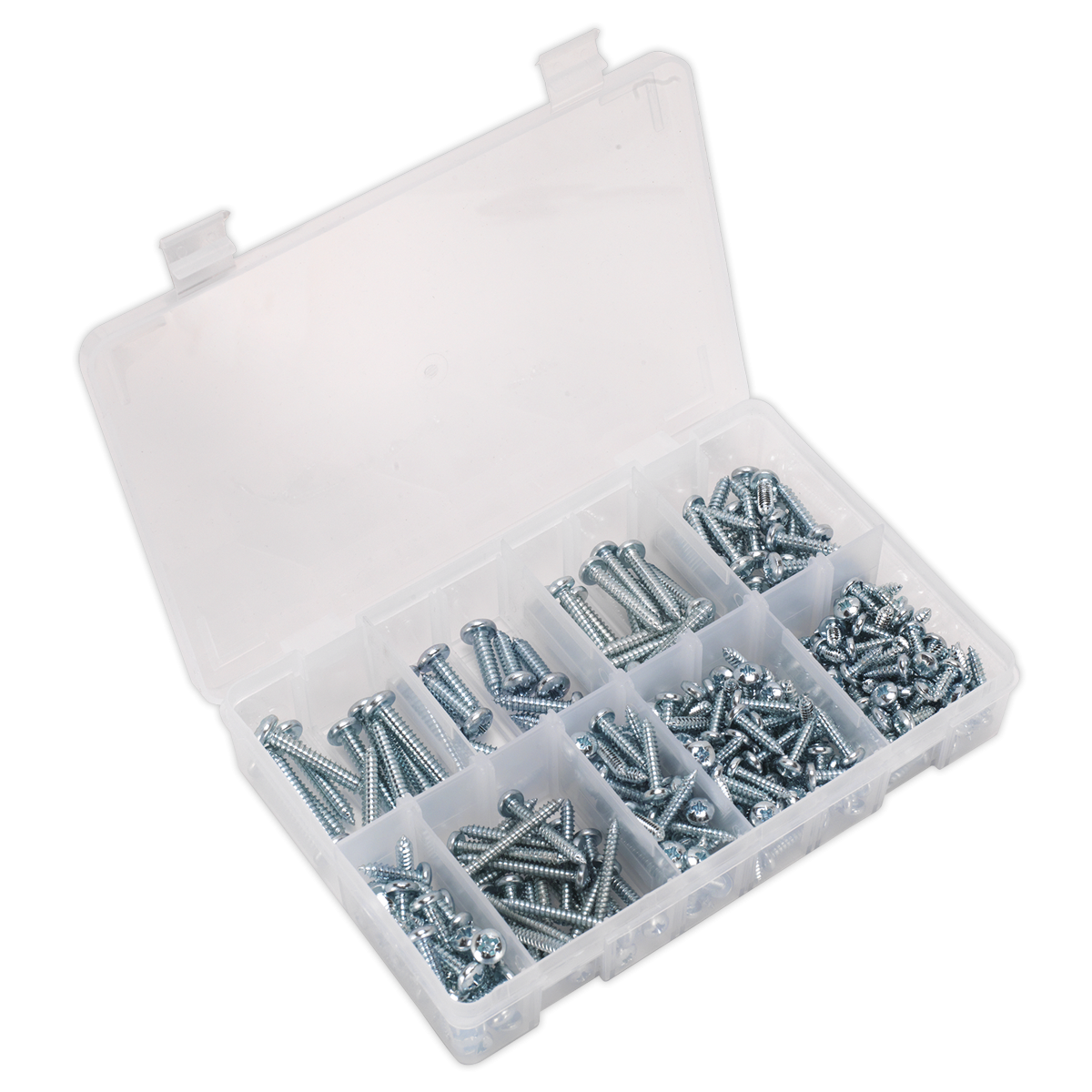 Sealey AB064STPP Zinc Plated Self-Tapping Pan Head Pozi Screw Assortment 305pc - DIN 798CZ