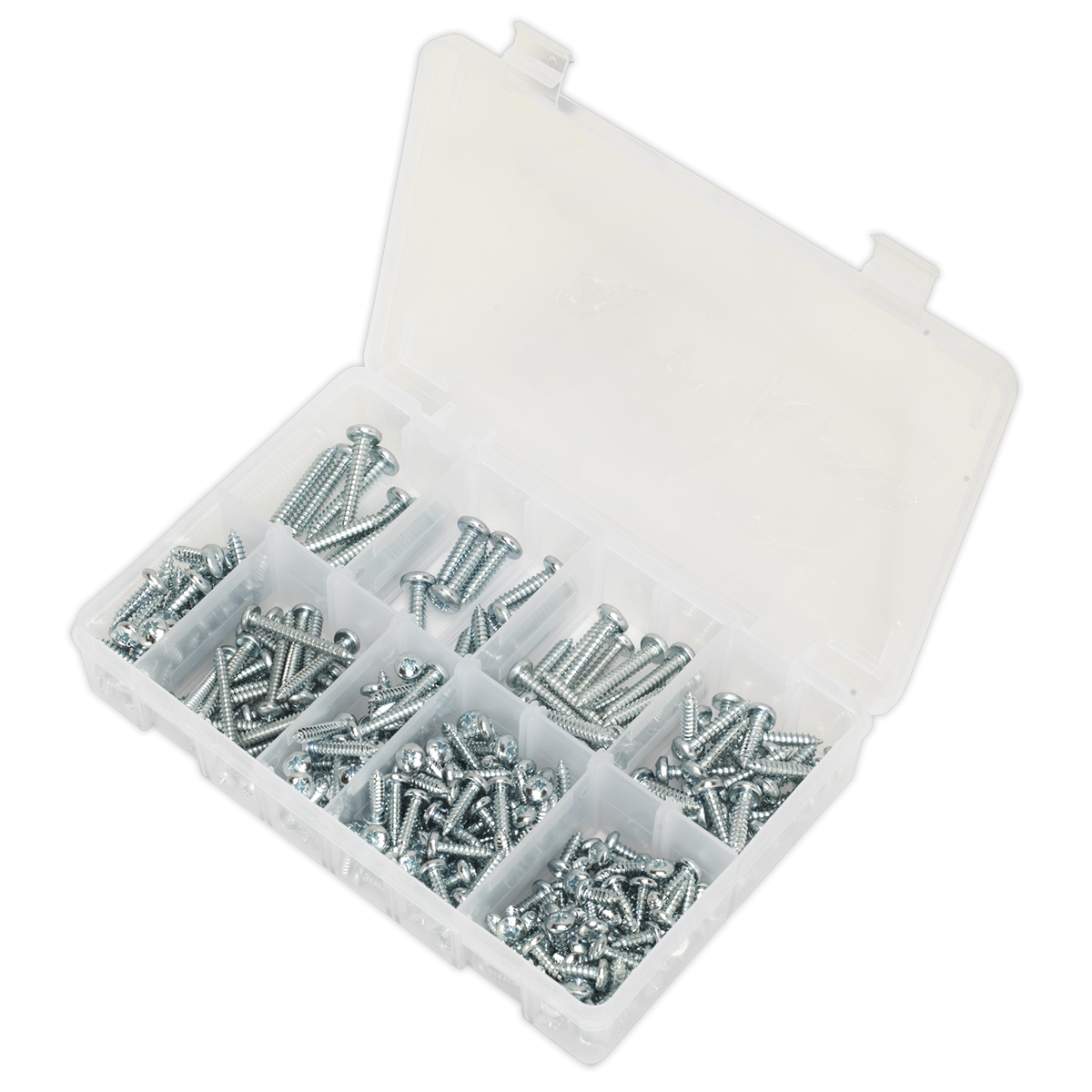 Sealey AB064STPP Zinc Plated Self-Tapping Pan Head Pozi Screw Assortment 305pc - DIN 7981CZ