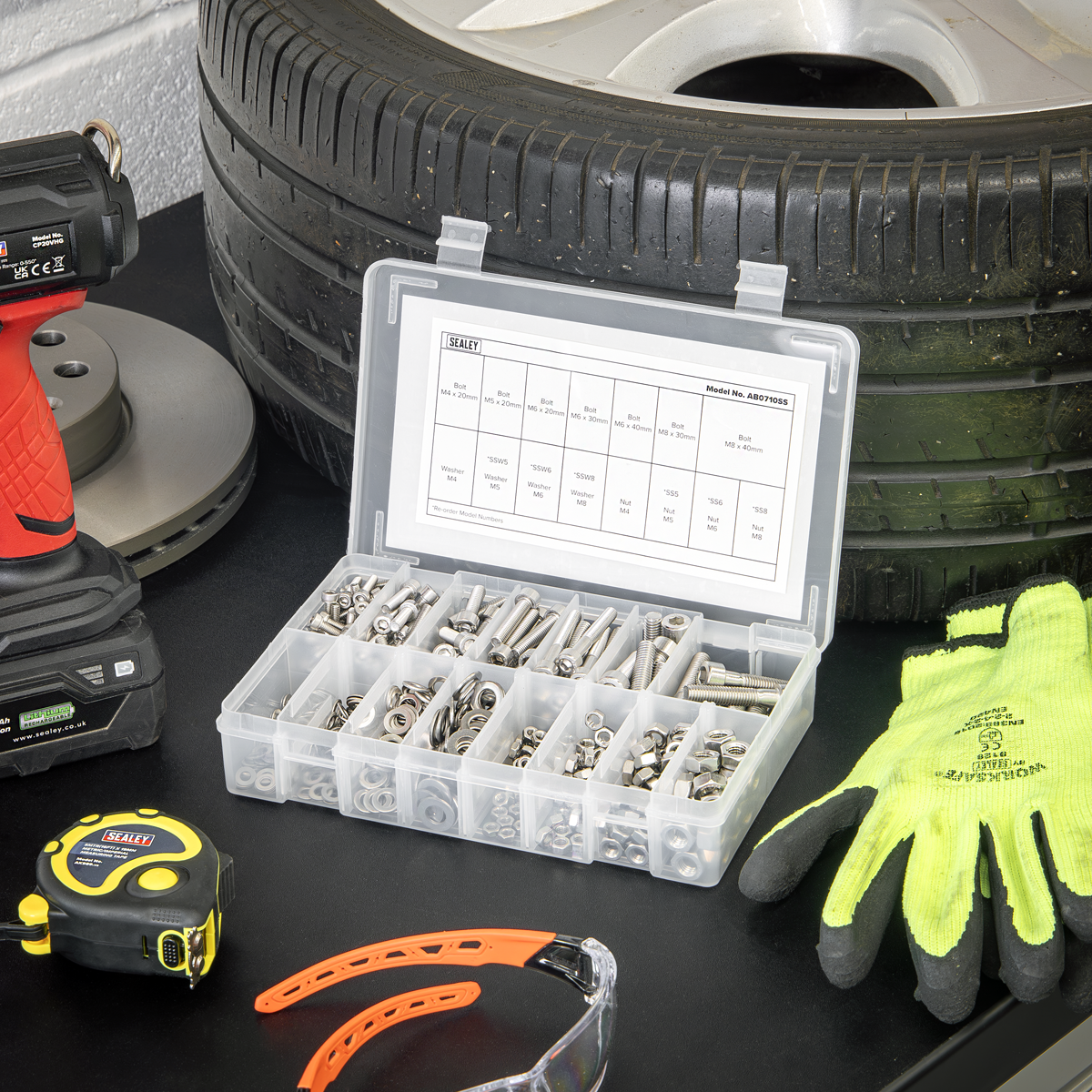 Sealey AB0710SS Stainless Steel Hex Socket Bolt, Washer & Nut Assortment 710pcs