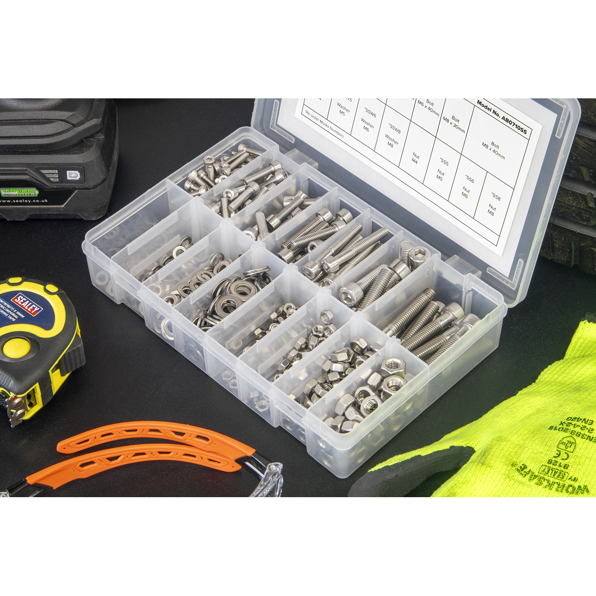 Sealey AB0710SS Stainless Steel Hex Socket Bolt, Washer & Nut Assortment 710pcs