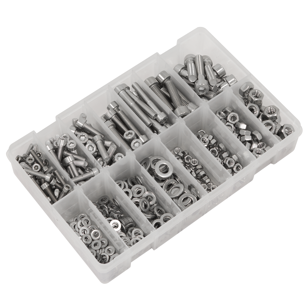 Sealey AB0710SS Stainless Steel Hex Socket Bolt, Washer & Nut Assortment 710pcs