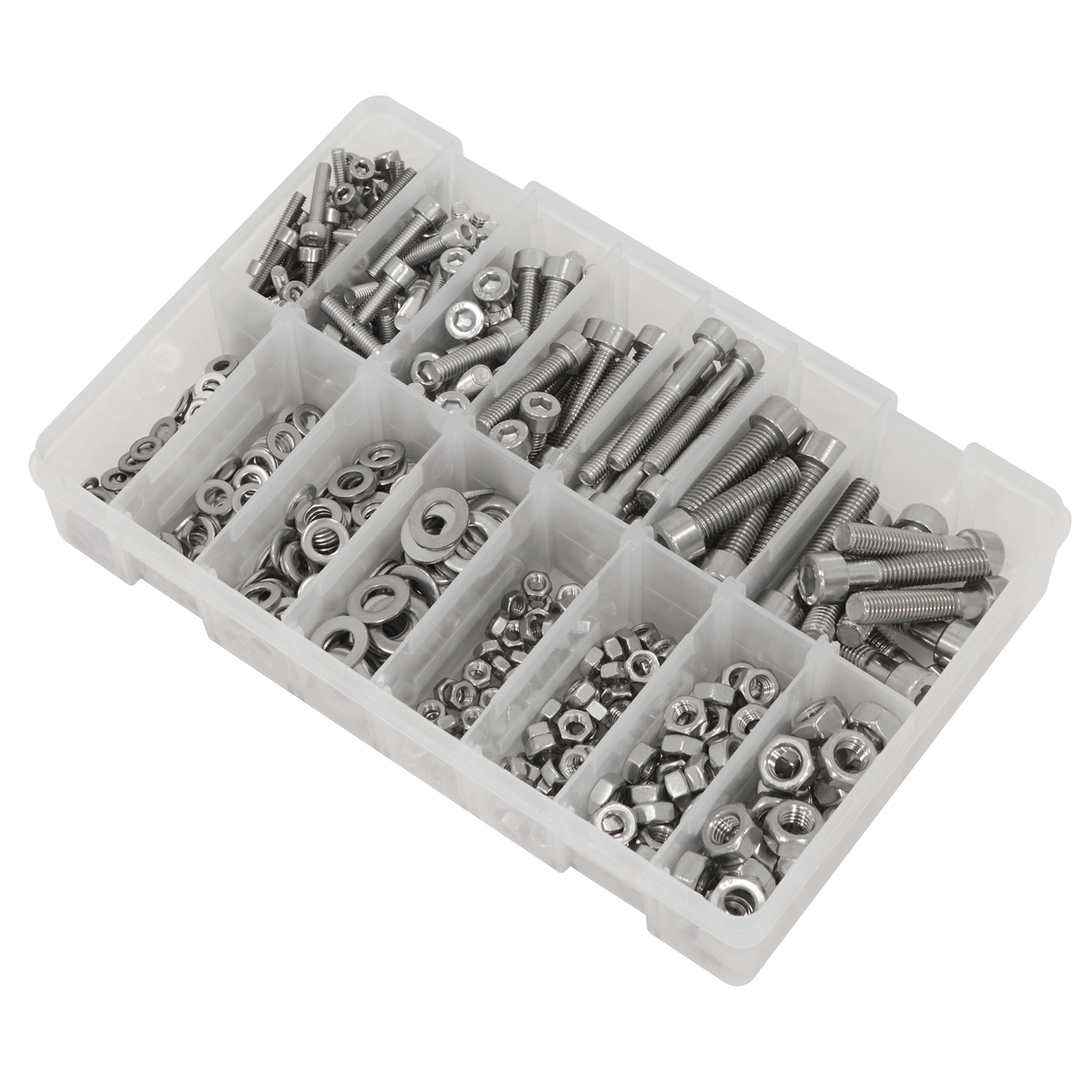 Sealey AB0710SS Stainless Steel Hex Socket Bolt, Washer & Nut Assortment 710pcs