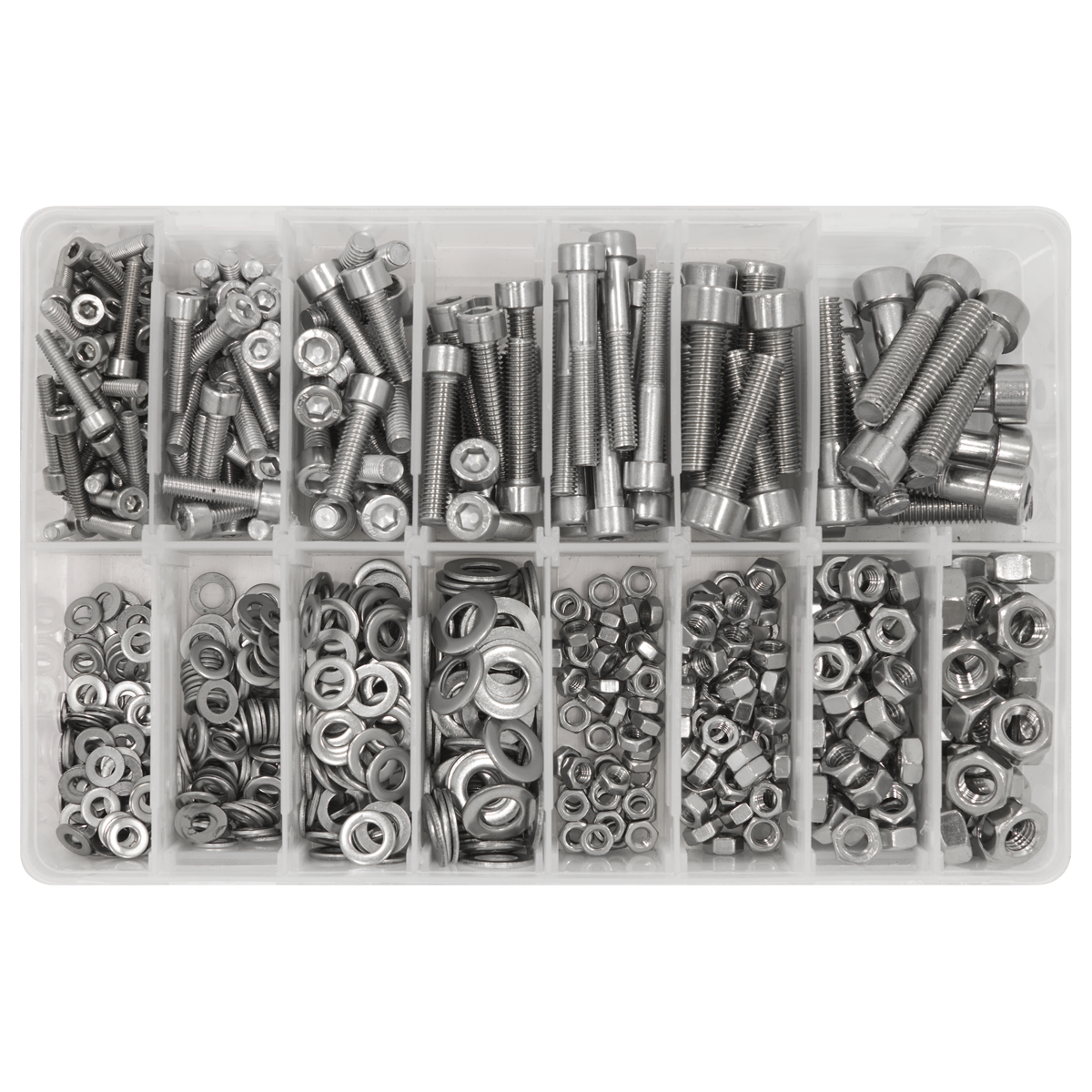 Sealey AB0710SS Stainless Steel Hex Socket Bolt, Washer & Nut Assortment 710pcs