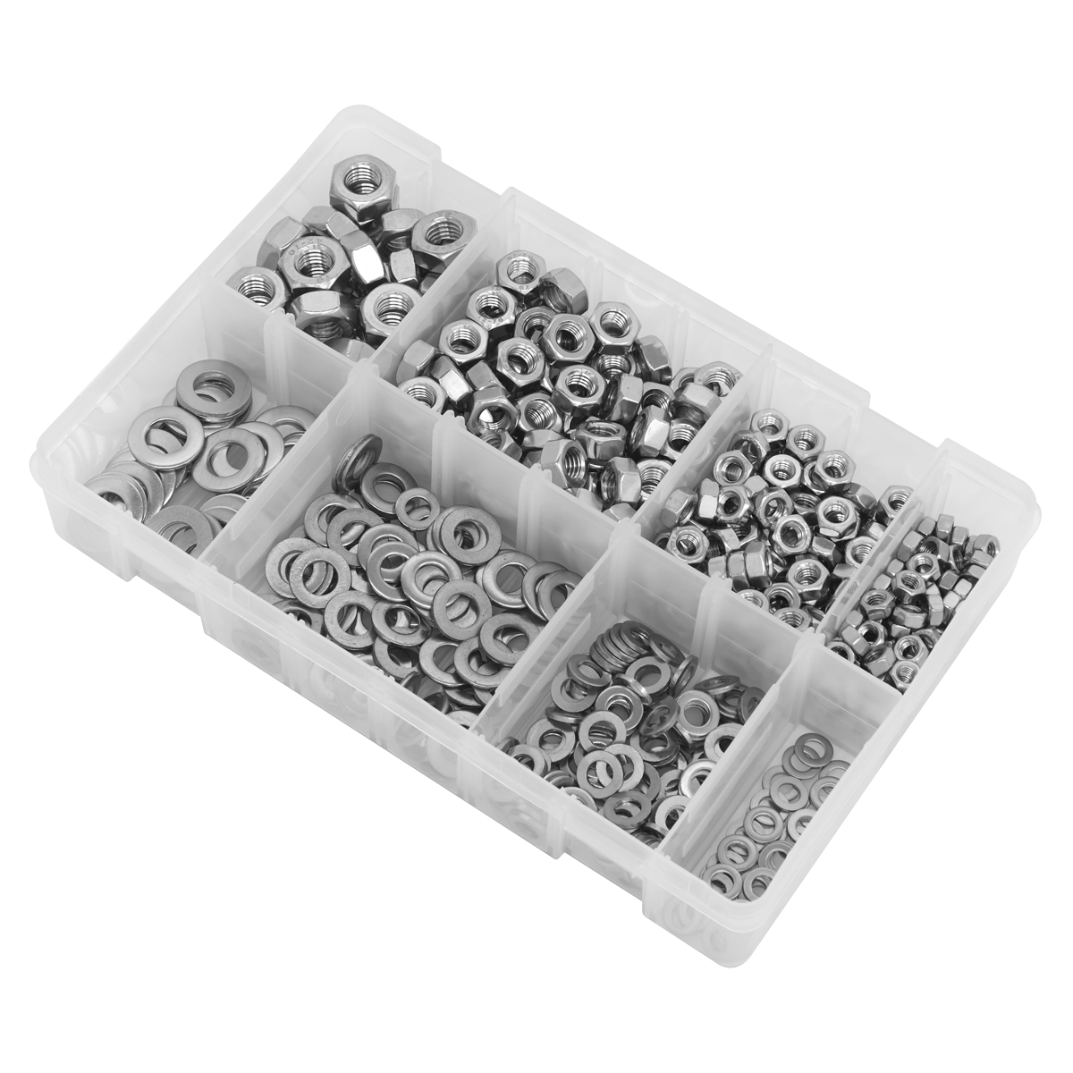 Sealey AB077NW Stainless Steel Nut and Washer Assortment M5-M10 500pc