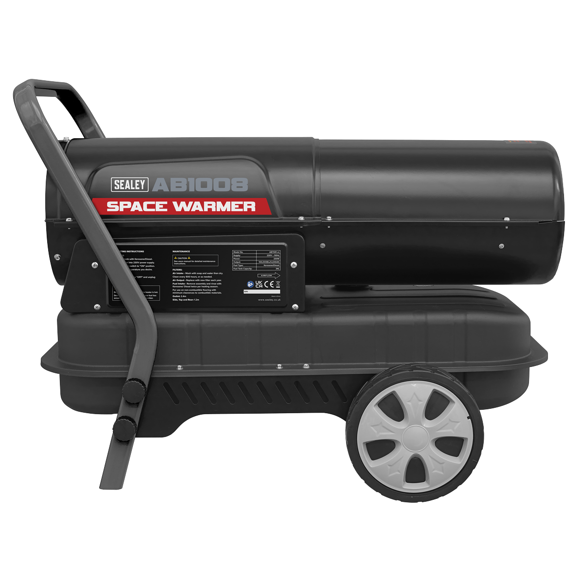 Sealey AB1008 Space Warmer® Kerosene/Diesel Heater with Wheels 100,000Btu/hr
