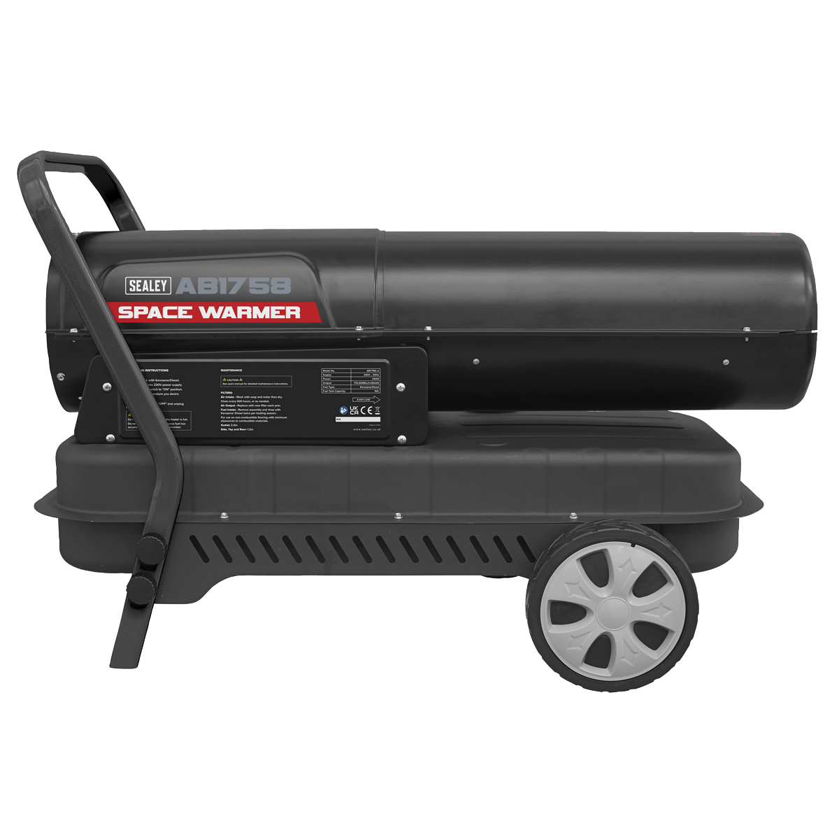 Sealey AB1758 Space Warmer® Kerosene/Diesel Heater with Wheels 175,000Btu/hr
