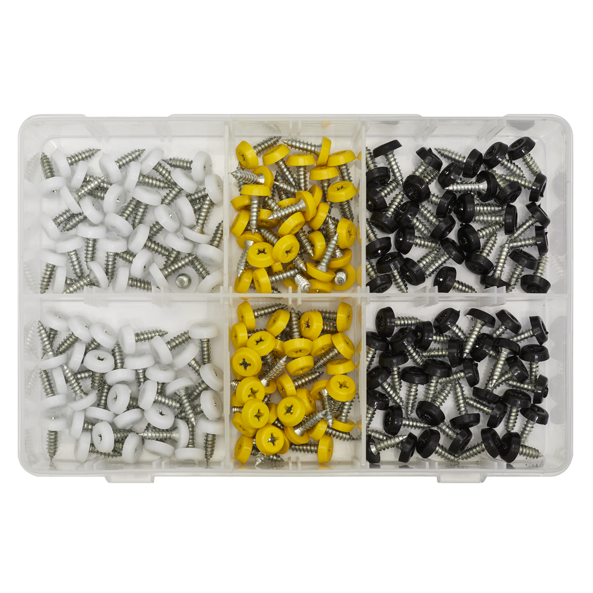 Sealey AB195NP Numberplate Screw Assortment 4.8mm x 18mm 195pc - Plastic Enclosed Head