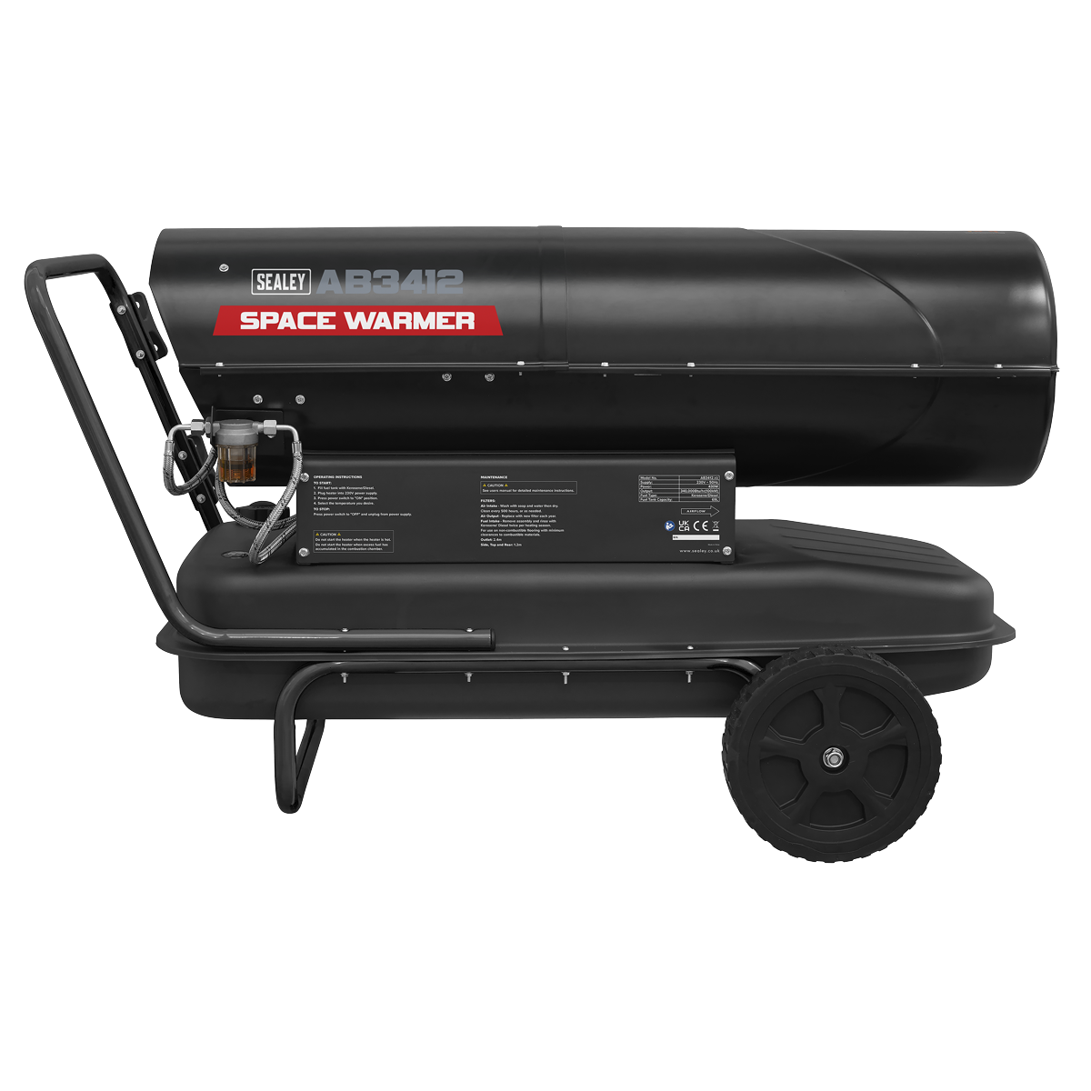 Sealey AB3412 Space Warmer® Kerosene/Diesel Heater with Wheels 340,000Btu/hr