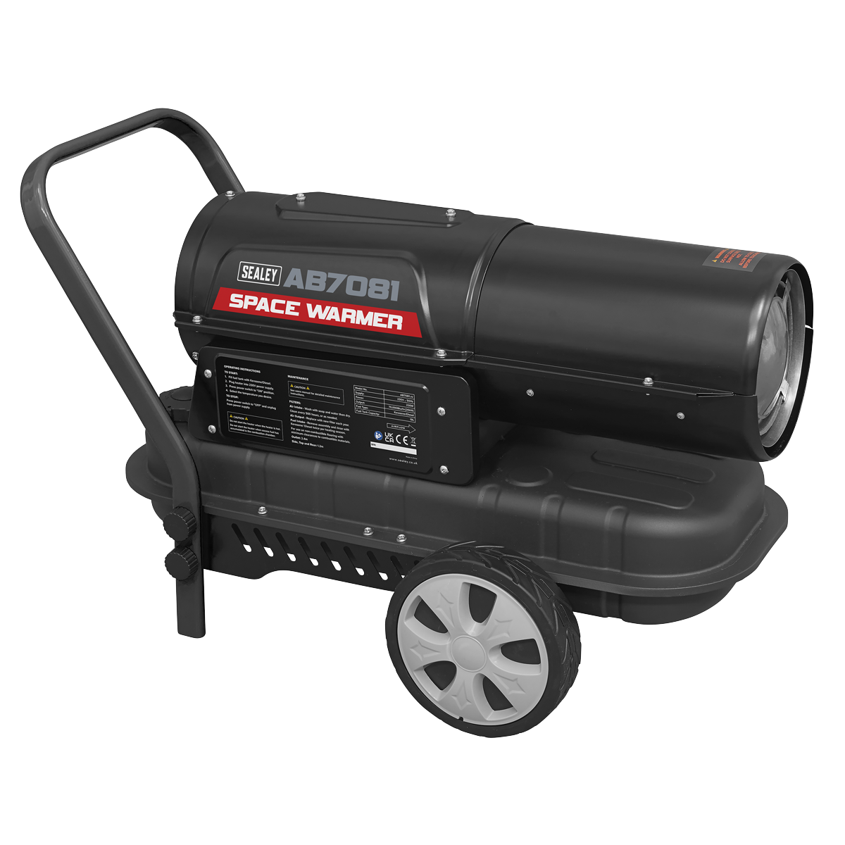Sealey AB7081 Space Warmer® Kerosene/Diesel Heater with Wheels 70,000Btu/hr