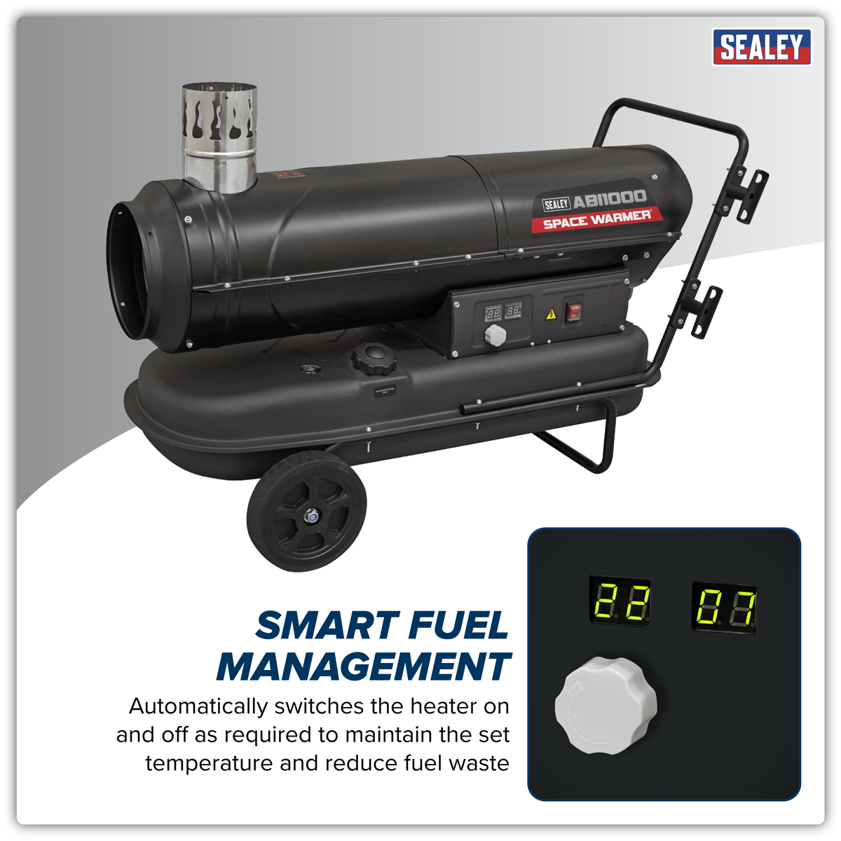 Sealey ABI1000 Space Warmer® Indirect Kerosene/Diesel Heater with Wheels 102,000Btu/hr