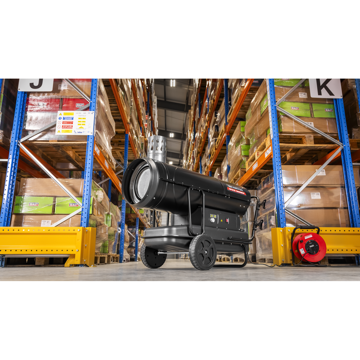 Sealey ABI1700 Space Warmer® Indirect Kerosene/Diesel Heater with Wheels 170,000Btu/hr