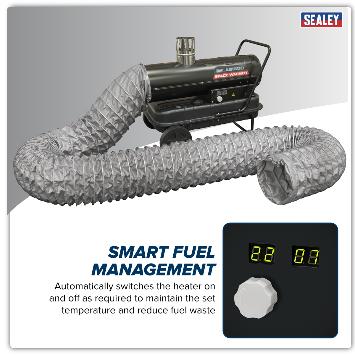 Sealey ABI600COMBO Space Warmer® Indirect Kerosene/Diesel Heater 68,000Btu/hr with 5M Ducting