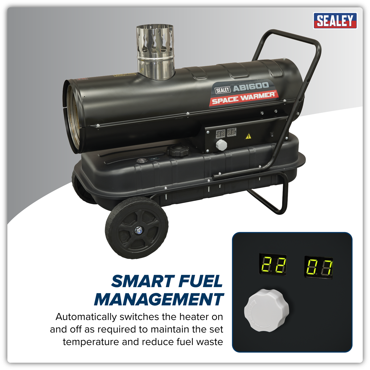Sealey ABI600 Space Warmer® Indirect Kerosene/Diesel Heater with Wheels 68,000Btu/hr